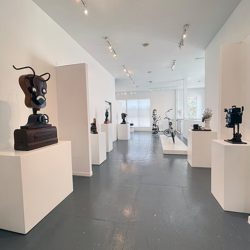 Art gallery with interactive sculpture