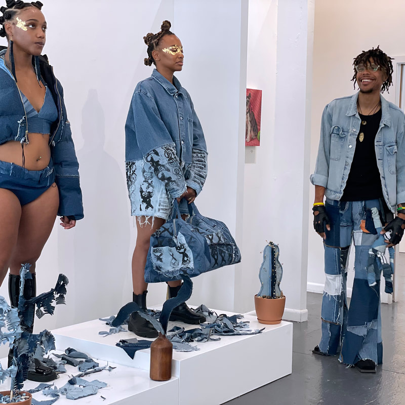 Models wearing clothing made from denim