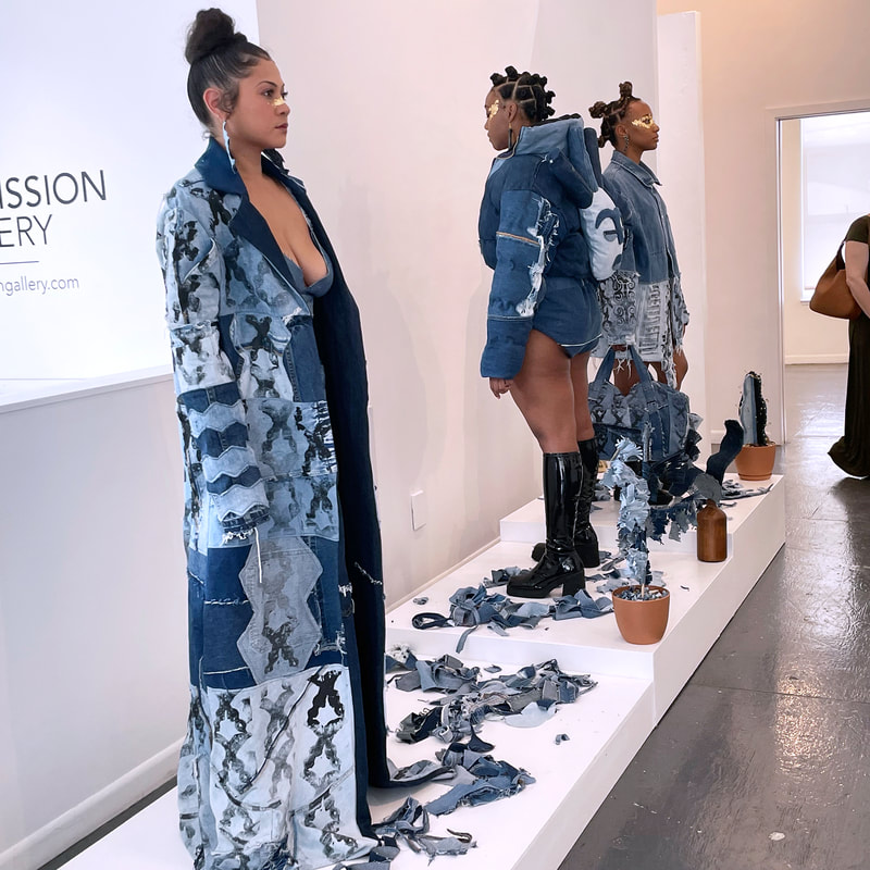 Models wearing clothing made from denim