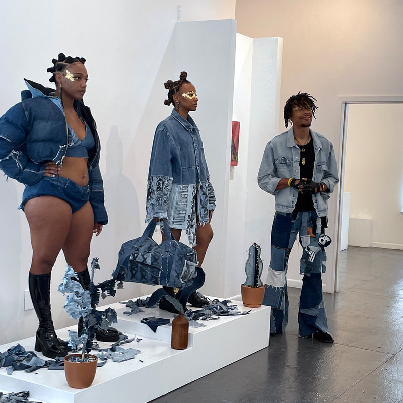 Models wearing clothing made from denim