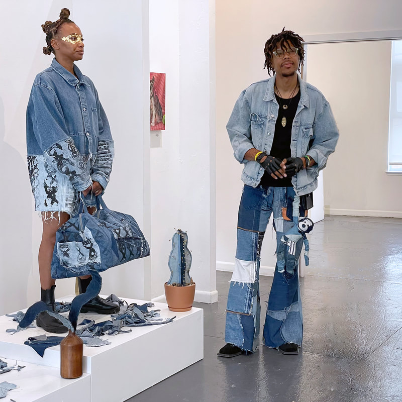 Models wearing clothing made from denim