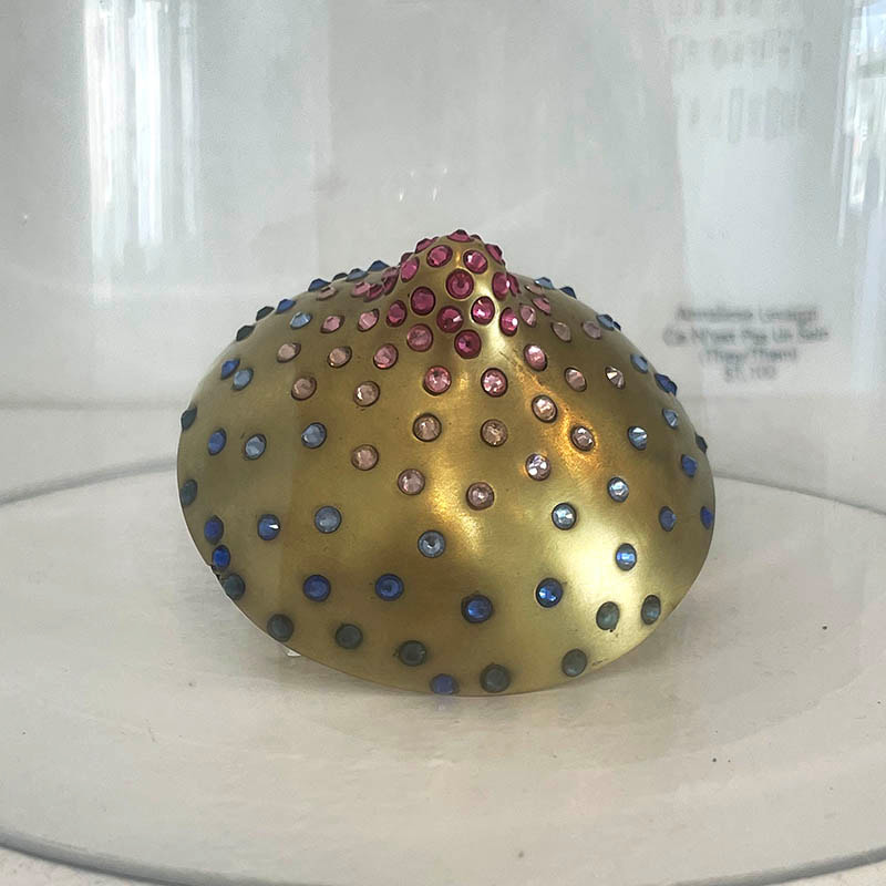 brass brooch with crystals