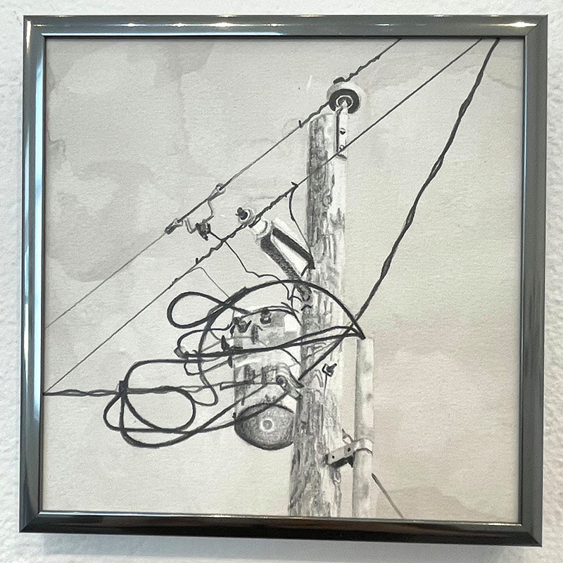 drawing of telephone pole with wiring