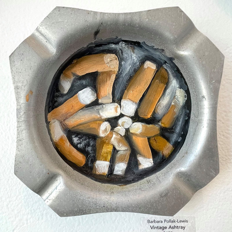 painting of cigarette butts in an ashtray